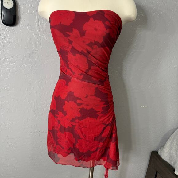 Princess Polly Donelli Mini Dress Burgundy, Red Floral, 6 - Picture 1 of 5